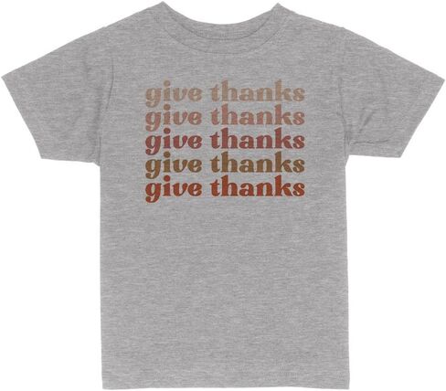 تي شيرت للأطفال الصغار بتصميم Retro Give Thanks 2T باللون الرمادي المنقط in Saudi Arabia