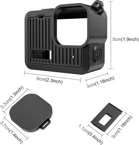 for GoPro Hero 4K 2024 PULUZ Silicone Protective Case Side Interface Cover with Wrist Strap & Lens Cover (Black) in Saudi Arabia