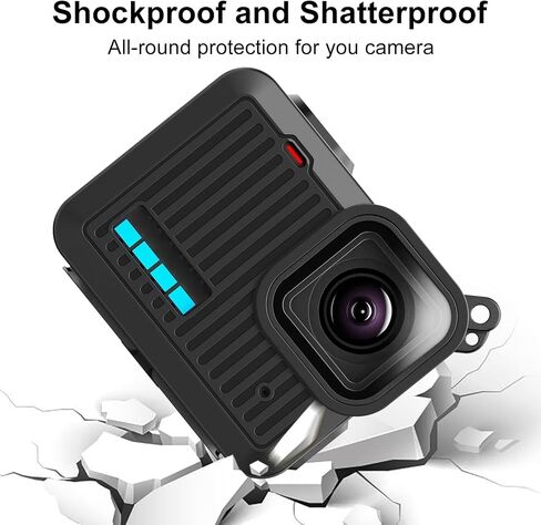 for GoPro Hero 4K 2024 PULUZ Silicone Protective Case Side Interface Cover with Wrist Strap & Lens Cover (Black) in Saudi Arabia