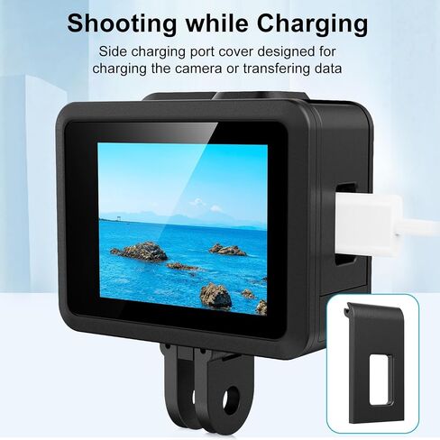 for GoPro Hero 4K 2024 PULUZ Silicone Protective Case Side Interface Cover with Wrist Strap & Lens Cover (Black) in Saudi Arabia