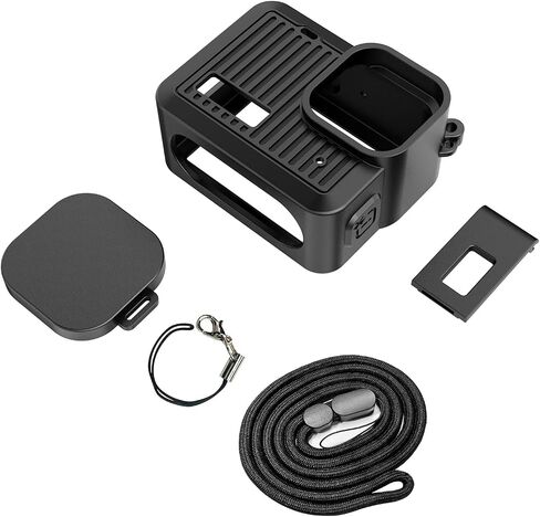 for GoPro Hero 4K 2024 PULUZ Silicone Protective Case Side Interface Cover with Wrist Strap & Lens Cover (Black) in Saudi Arabia