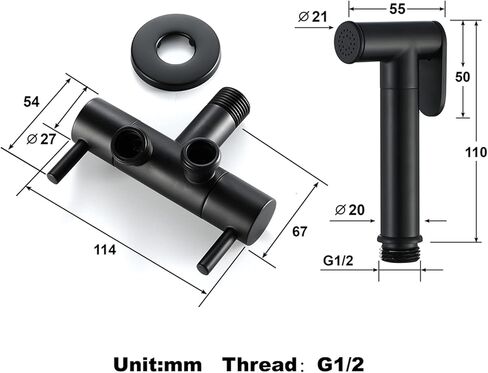 HandheldSprayer Set Brass Cloth Diaper Sprayer BlackSprayer Kit Ergonomic Design Suitable for Personal Hygiene, Cleaning Care,Black a(Black B) in Kuwait