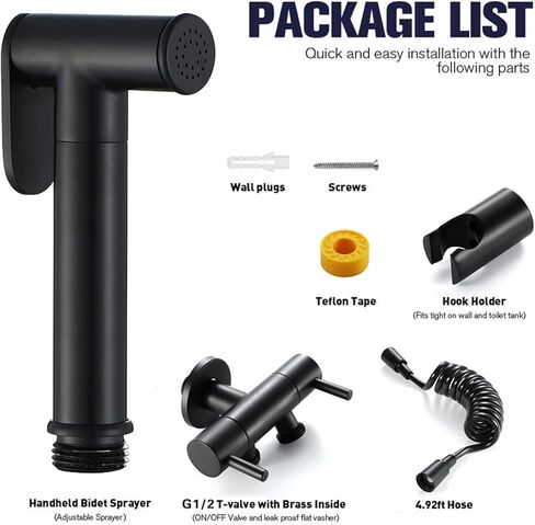 HandheldSprayer Set Brass Cloth Diaper Sprayer BlackSprayer Kit Ergonomic Design Suitable for Personal Hygiene, Cleaning Care,Black a(Black B) in Kuwait