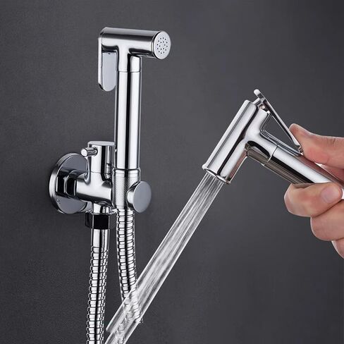 HandheldToilet Sprayer Chrome, Adjustable Water Flow Cloth Diaper Sprayer for Toilet Portable Single Handle SquareSprayer Toilet Kit,Chrome(Chrome) in Saudi Arabia
