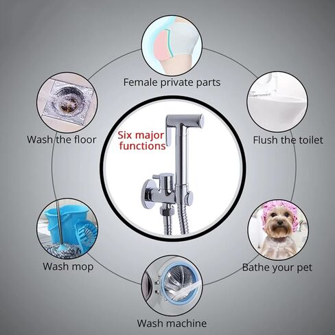 HandheldToilet Sprayer Chrome, Adjustable Water Flow Cloth Diaper Sprayer for Toilet Portable Single Handle SquareSprayer Toilet Kit,Chrome(Chrome) in Saudi Arabia