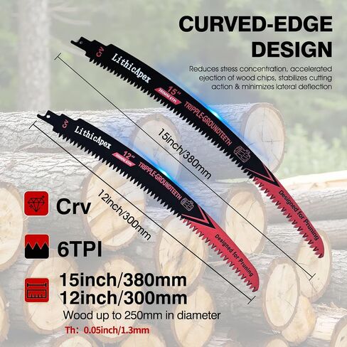 15&12 Inch 6TPI Reciprocating Saw Blades Japanese Teeth, 4PCS Curved Edge Reciprocal Saw Blades for Prunning Branch Tree Trimming Wood Cutting Stumps Removing in Saudi Arabia
