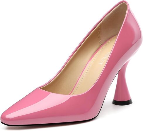 SHOWFOREST Women's Pumps High Heel Square Toe Slip on Work Heels for Women Business Office Party Dress Pumps Shoes with 3.5 Inch Chunky Heel in Saudi Arabia