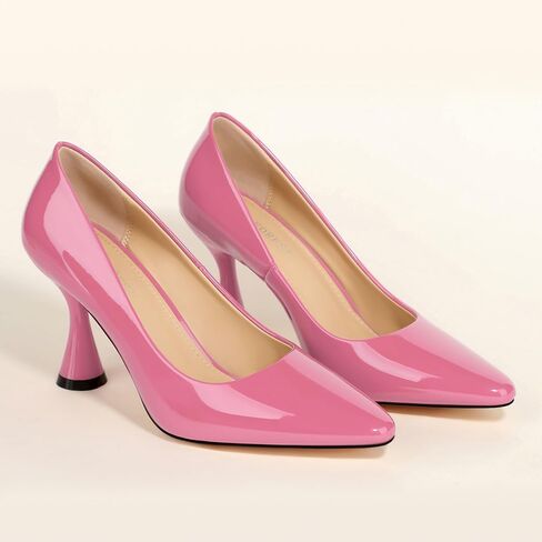 SHOWFOREST Women's Pumps High Heel Square Toe Slip on Work Heels for Women Business Office Party Dress Pumps Shoes with 3.5 Inch Chunky Heel in Saudi Arabia