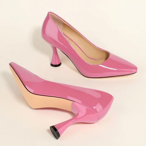 SHOWFOREST Women's Pumps High Heel Square Toe Slip on Work Heels for Women Business Office Party Dress Pumps Shoes with 3.5 Inch Chunky Heel in Saudi Arabia