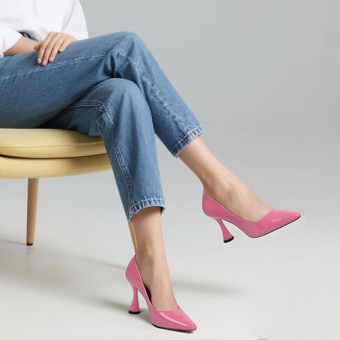 SHOWFOREST Women's Pumps High Heel Square Toe Slip on Work Heels for Women Business Office Party Dress Pumps Shoes with 3.5 Inch Chunky Heel in Saudi Arabia