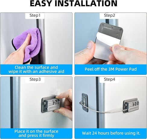 Refrigerator Lock - Baby Proof,No Drill Installation,Heavy Duty ABS Child Safety Lock for Fridge,Freezer,Cabinet,Dishwasher,3 Digit Combination Lock with 3M Adhesive (Black) in Saudi Arabia