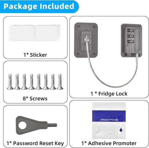 Refrigerator Lock - Baby Proof,No Drill Installation,Heavy Duty ABS Child Safety Lock for Fridge,Freezer,Cabinet,Dishwasher,3 Digit Combination Lock with 3M Adhesive (Black) in Saudi Arabia