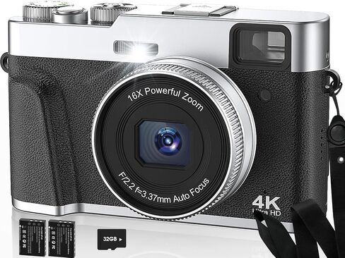 كاميرا رقمية بدقة 4K للتصوير الفوتوغرافي، وكاميرا تسجيل فيديو بدقة 48 ميجابكسل مع فلاش ومعين منظر، وكاميرا محمولة مضادة للاهتزاز وتكبير 16 مرة للسفر والتقاط الصور، وبطاقة 32 جيجابايت، بطاريتان in Kuwait
