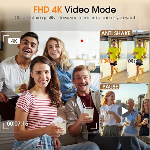 كاميرا رقمية بدقة 4K للتصوير الفوتوغرافي، وكاميرا تسجيل فيديو بدقة 48 ميجابكسل مع فلاش ومعين منظر، وكاميرا محمولة مضادة للاهتزاز وتكبير 16 مرة للسفر والتقاط الصور، وبطاقة 32 جيجابايت، بطاريتان in Kuwait