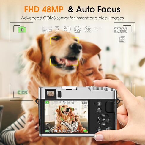 كاميرا رقمية بدقة 4K للتصوير الفوتوغرافي، وكاميرا تسجيل فيديو بدقة 48 ميجابكسل مع فلاش ومعين منظر، وكاميرا محمولة مضادة للاهتزاز وتكبير 16 مرة للسفر والتقاط الصور، وبطاقة 32 جيجابايت، بطاريتان in Kuwait