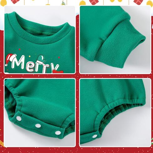 2Pcs Newborn Christmas Outfit Baby Girl Boy Christmas Romper with Hat Fall Winter Infant Long Sleeve Top Clothes in Kuwait