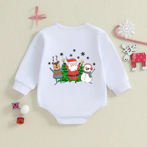 My First Christmas Romper Outfit Baby Boys Girls Santa Long Sleeve Onesie Newborn Snowman Bodysuit in Saudi Arabia