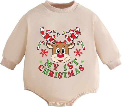 My First Christmas Romper Outfit Baby Boys Girls Santa Long Sleeve Onesie Newborn Snowman Bodysuit in Saudi Arabia
