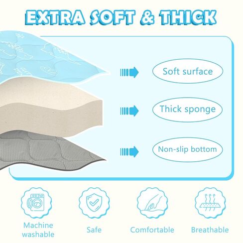 سجادة لعب الأطفال للأرضية، سجادة لعب مبطنة ناعمة مقاس 71 بوصة × 59 بوصة، سجادة أرضية سميكة مبطنة بالفوم للأطفال لوقت البطن، ظهر كبير للغاية غير قابل للانزلاق للزحف للأطفال الصغار حديثي الولادة، طريق حديقة الحيوان in Kuwait