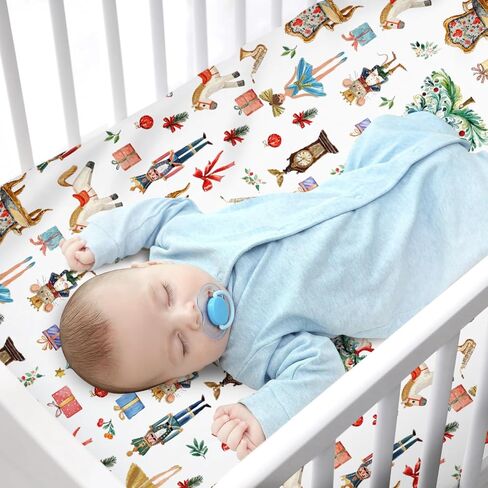 Fairytale Christmas Animals Baby Crib Sheets for Boys Girls Cute Christmas Animal Ballet Tree Gift Soft Fitted Newborn Bedding Nursery Baby Sheets 52x28 Standard Crib Mattress Covers Winter Holiday in Saudi Arabia