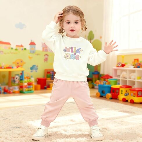 WZTYYDS Infant Baby Girl Fall First Birthday Outfit 1st Birthday Clothes Long Sleeve Sweatshirt Tops Elastic Waist Pants in Saudi Arabia