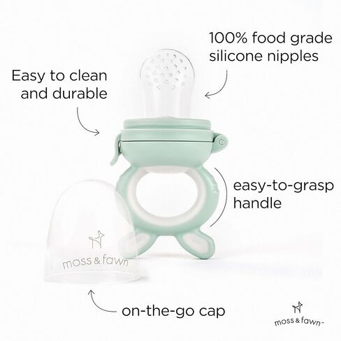 مجموعة Moss and Fawn Little Explorer - مجموعة مصاصات حليب الثدي المجمدة من السيليكون مع وحدة تغذية العلف، وصينية مكعبات الثلج المصاصة للتسنين، ومريلة تغذية الطفل - BPA، وPVC، وخالية من الرصاص - تيراكوتا in Kuwait