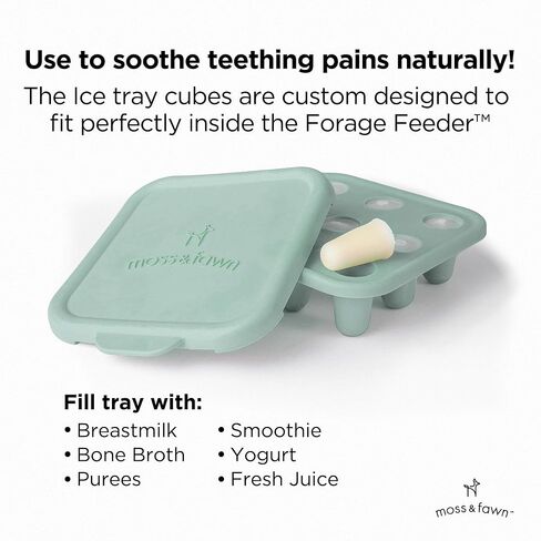مجموعة Moss and Fawn Little Explorer - مجموعة مصاصات حليب الثدي المجمدة من السيليكون مع وحدة تغذية العلف، وصينية مكعبات الثلج المصاصة للتسنين، ومريلة تغذية الطفل - BPA، وPVC، وخالية من الرصاص - تيراكوتا in Kuwait