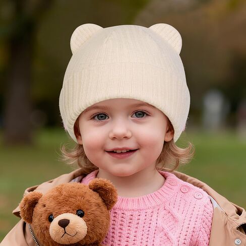 Baby Beanie Infant Winter Hat with Bear Ear Knit Skull Cap for Toddler Baby Boys Girls for Cold Weather Essentials in Saudi Arabia