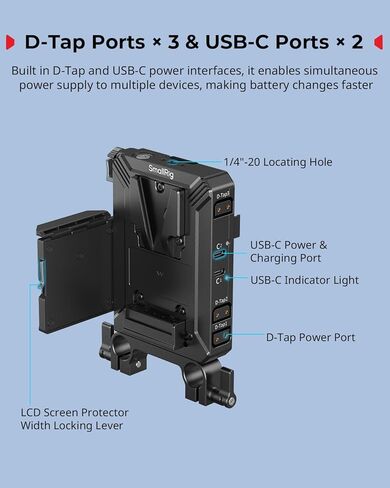 لوحة بطارية صغيرة الحجم على شكل حرف V مع واقي شاشة LCD، ومصدر D-Tap وUSB-C، وجهاز فيديو كاميرا صغير الحجم بدون مرآة/DSLR، لبطارية NEEWER V Mount PS099E in Kuwait