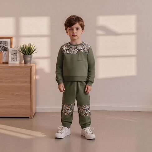 Toddler Boy Fall Winter Clothes Hunting Outfit Camouflage Long Sleeve Sweatshirt Pullover Jogger Pant Set in Saudi Arabia