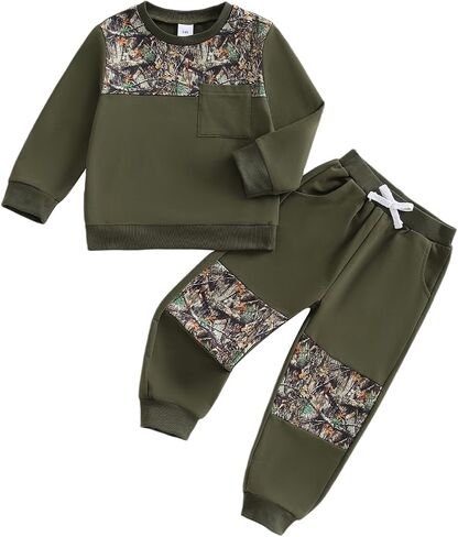 Toddler Boy Fall Winter Clothes Hunting Outfit Camouflage Long Sleeve Sweatshirt Pullover Jogger Pant Set in Saudi Arabia