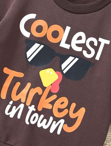 Toddler Boy Thanksgiving Outfit Long Sleeve Coolest Turkey In Town Sweatshirts Tops and Sweatpants in Kuwait