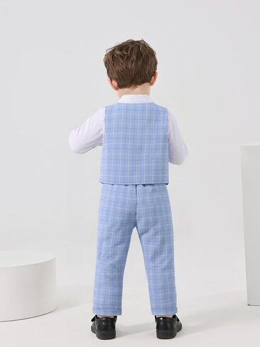Baby Boys Pants Sets, Infant Long Sleeve Shirt + Pants + Bow Tie + Vest Outfits in Kuwait