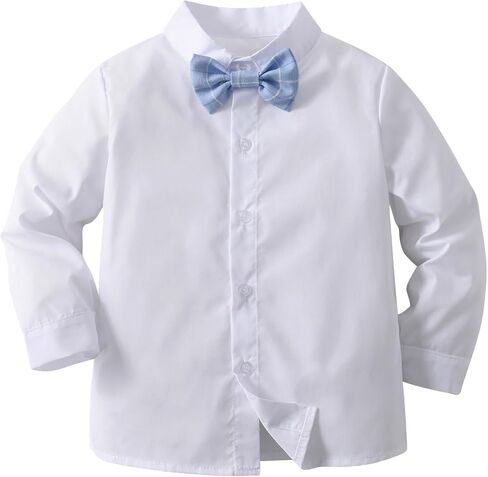 Baby Boys Pants Sets, Infant Long Sleeve Shirt + Pants + Bow Tie + Vest Outfits in Kuwait