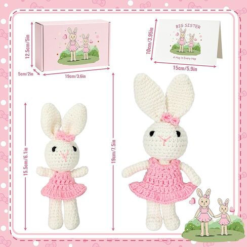 هدايا الكروشيه الأخت الكبرى للفتيات، مجموعة هدايا دمية الأخت الكبرى للأخت الصغيرة للاحتفال بالفتيات الصغيرات اللاتي يتم ترقيتهن إلى الأخت، هدايا للأشقاء الأكبر سنًا للطفل الجديد in Kuwait