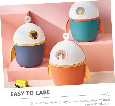 VICASKY Mini Trash Can Small Desktop Waste Paper Container Cartoon Style Compact PP Material for Office Bedroom Living Use Random Color in Saudi Arabia