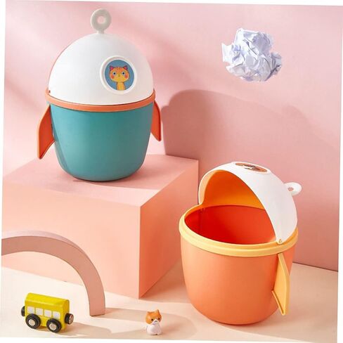 VICASKY Mini Trash Can Small Desktop Waste Paper Container Cartoon Style Compact PP Material for Office Bedroom Living Use Random Color in Saudi Arabia