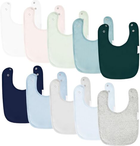 10-Pack Solid Color Baby Bibs – Soft Absorbent Drool Bibs with Adjustable Snaps for Infants Toddler in Saudi Arabia