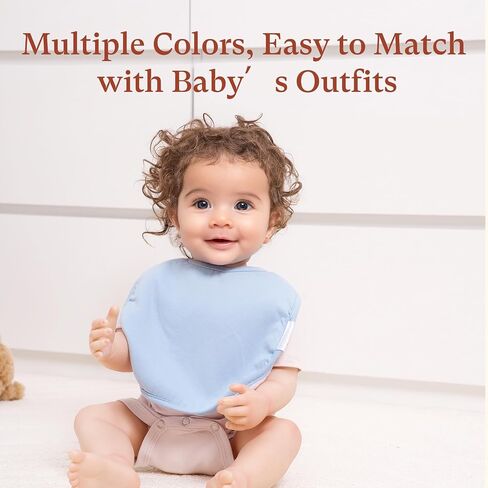 10-Pack Solid Color Baby Bibs – Soft Absorbent Drool Bibs with Adjustable Snaps for Infants Toddler in Saudi Arabia