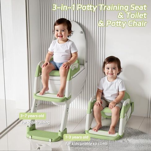 Snugzy Toddler Potty Training Seat 3-in-1 Foldable Potty Training Toilet with Step Stool Adjustable Potty Chair with Urinals (Pink Purple) in Kuwait