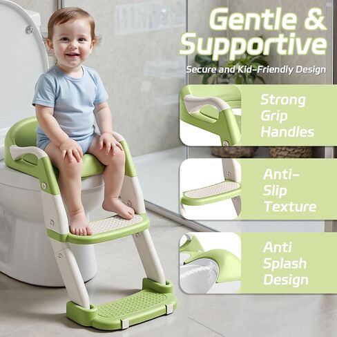 Snugzy Toddler Potty Training Seat 3-in-1 Foldable Potty Training Toilet with Step Stool Adjustable Potty Chair with Urinals (Pink Purple) in Kuwait