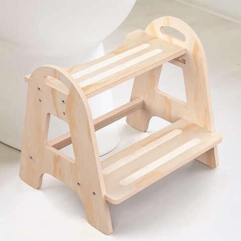 Potty Training Toilet, Selucky Wooden Height-Adjustable 2-Step Stool for Toddler Kids, Portable Potty Chair with Anti-Slip Pad in Saudi Arabia