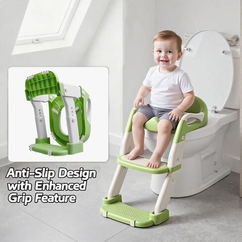 Snugzy Toddler Potty Training Seat 3-in-1 Foldable Potty Training Toilet with Step Stool Adjustable Potty Chair with Urinals (Pink Purple) in Kuwait