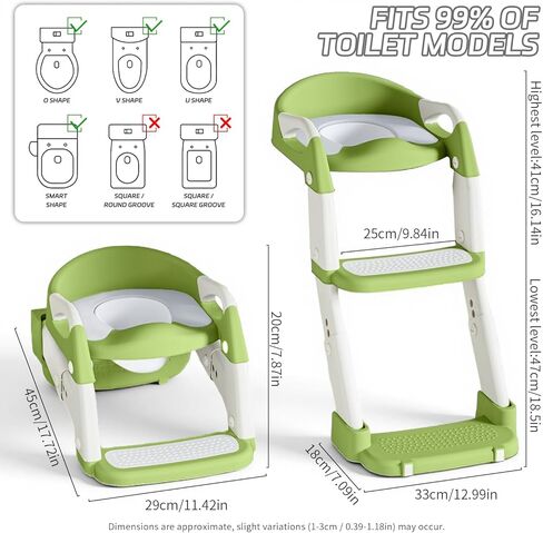 Snugzy Toddler Potty Training Seat 3-in-1 Foldable Potty Training Toilet with Step Stool Adjustable Potty Chair with Urinals (Pink Purple) in Kuwait