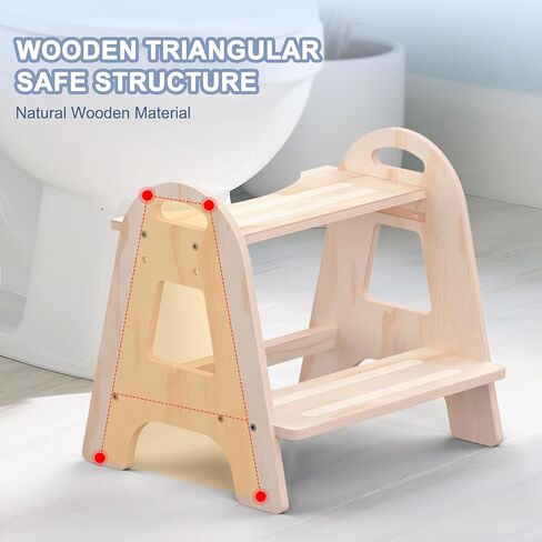 Potty Training Toilet, Selucky Wooden Height-Adjustable 2-Step Stool for Toddler Kids, Portable Potty Chair with Anti-Slip Pad in Saudi Arabia