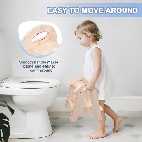 Potty Training Toilet, Selucky Wooden Height-Adjustable 2-Step Stool for Toddler Kids, Portable Potty Chair with Anti-Slip Pad in Saudi Arabia