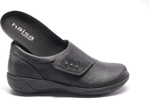 حذاء Hälsa Footwear النسائي Anna - حذاء مشي مريح من الجلد لتقويم العظام للنساء، نعل داخلي مبطن داعم مع مقاس قابل للتعديل، نعل خفيف الوزن غير قابل للانزلاق in Kuwait