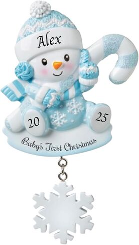2025 Baby’s First Christmas Ornament – Baby Boy & Girl Keepsake – Personalized My 1st Christmas Ornament for Newborn & Grandbaby Custom Holiday Decoration Gift for Xmas (Baby with Snowflake - Pink) in Saudi Arabia