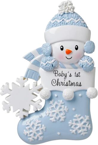 2025 Baby’s First Christmas Ornament – Baby Boy & Girl Keepsake – Personalized My 1st Christmas Ornament for Newborn & Grandbaby Custom Holiday Decoration Gift for Xmas (Baby with Snowflake - Pink) in Saudi Arabia