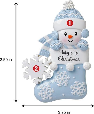 2025 Baby’s First Christmas Ornament – Baby Boy & Girl Keepsake – Personalized My 1st Christmas Ornament for Newborn & Grandbaby Custom Holiday Decoration Gift for Xmas (Baby with Snowflake - Pink) in Saudi Arabia